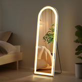 Tempered Arched LED Full Length Mirror Full Body Standing Mirrors with Light Bedroom/Cloakroom